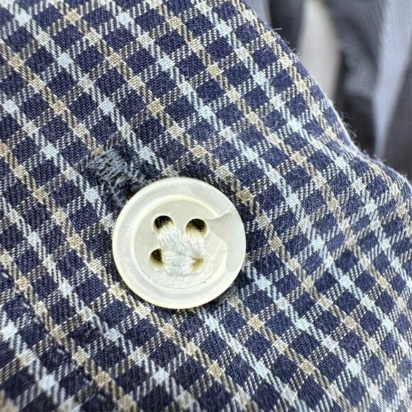 Peter Millar Shirt Mens Large Blue Micro Check Houndstooth Plaid Collection Flex - Picture 12 of 14